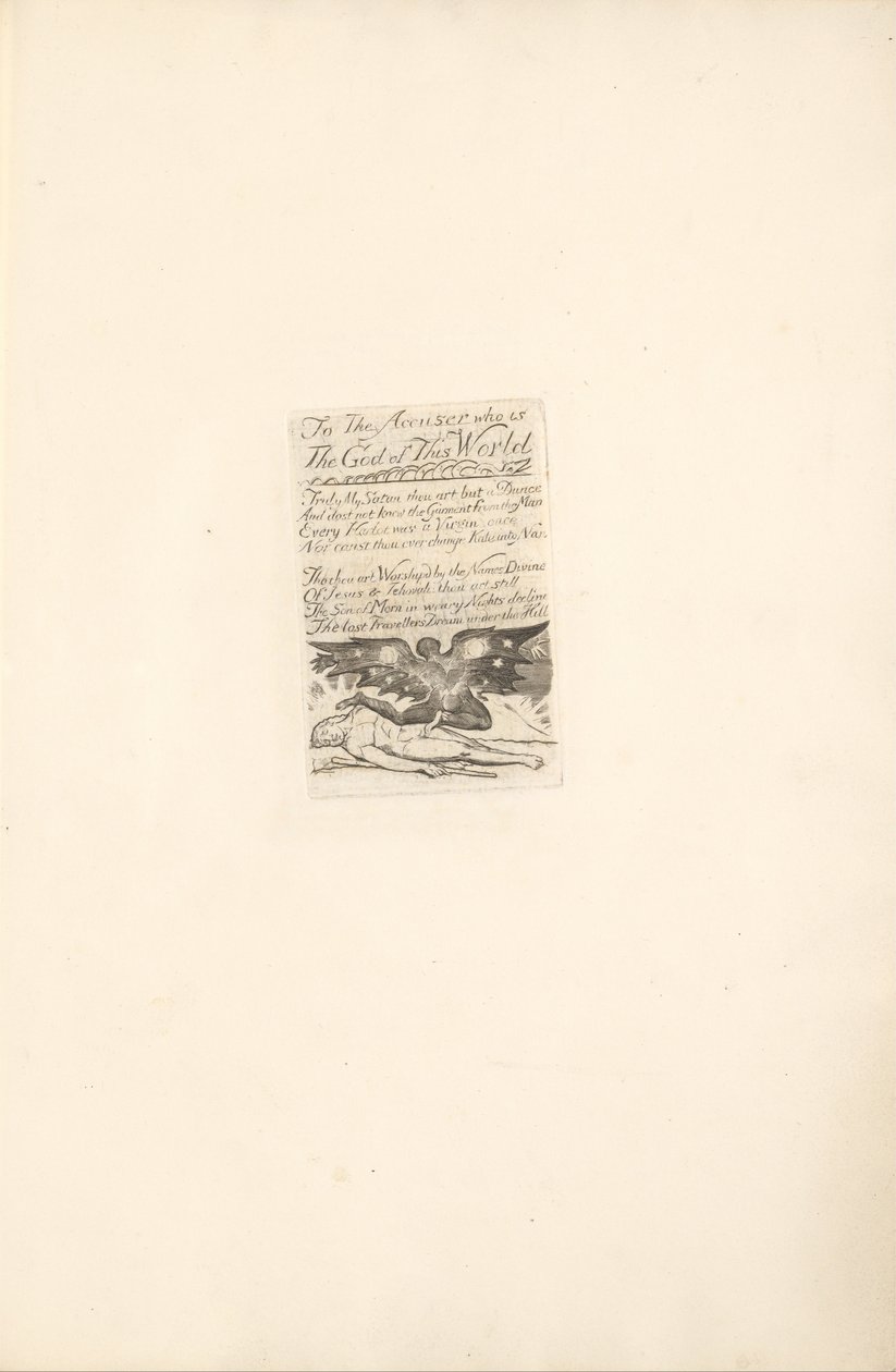 Sukupuolille- Paratiisin portit, levy 19, syyttäjälle. . . . (Bentley 21) tekijältä William Blake