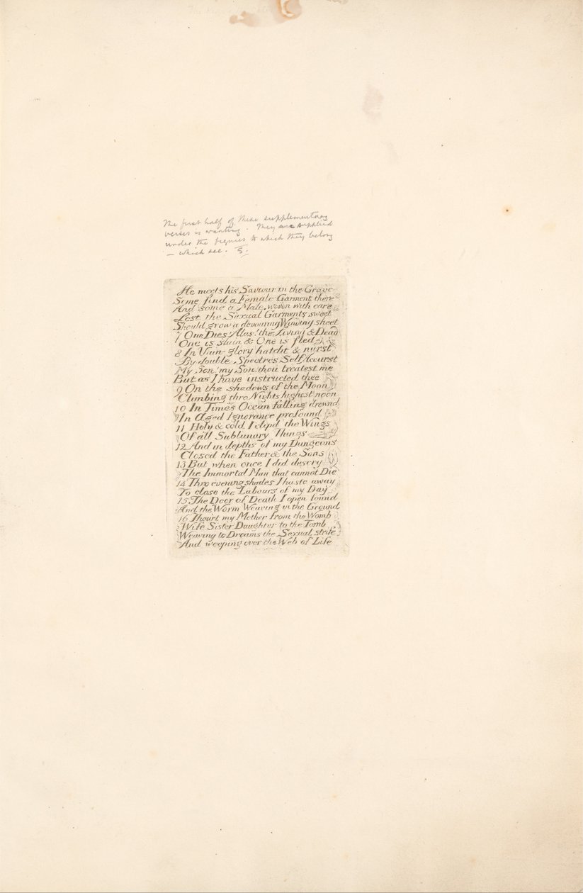 Sukupuolille- Paratiisin portit, levy 20, Hän tapaa Vapahtajansa haudassa. . . . tekijältä William Blake