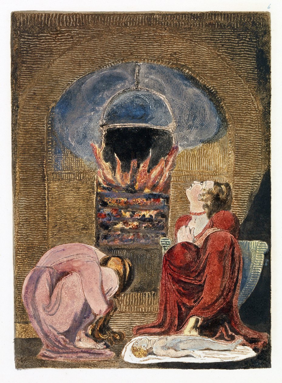 Kuvitus "Europe: a Prophecy", Lambeth, 1794 (muste ja wc paperilla) tekijältä William Blake