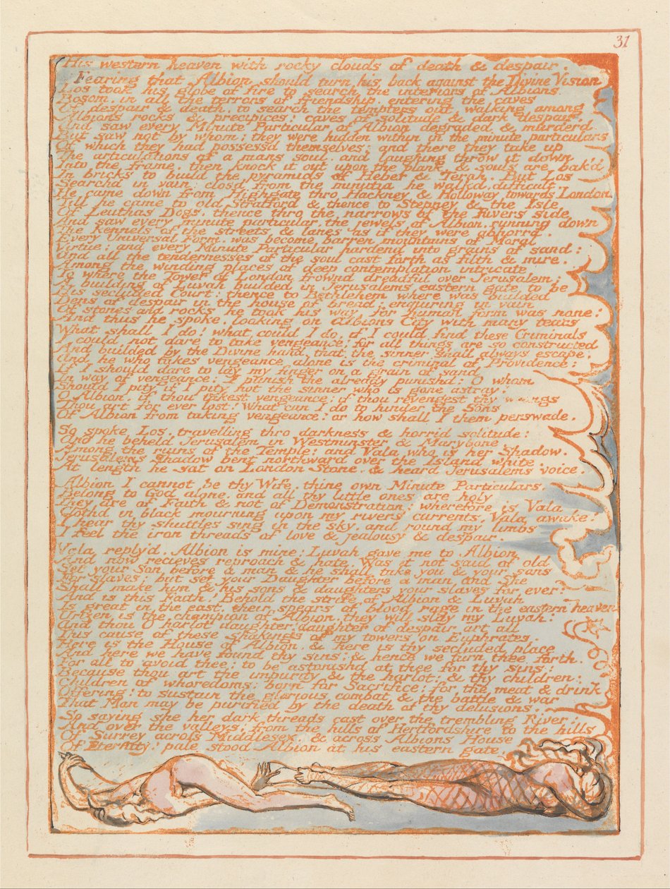 Jerusalem, levy 31, Hänen länsitaivas ... tekijältä William Blake