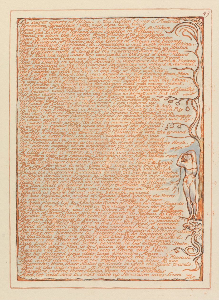 Jerusalem, levy 49, Albionin salaiset peitot .... tekijältä William Blake