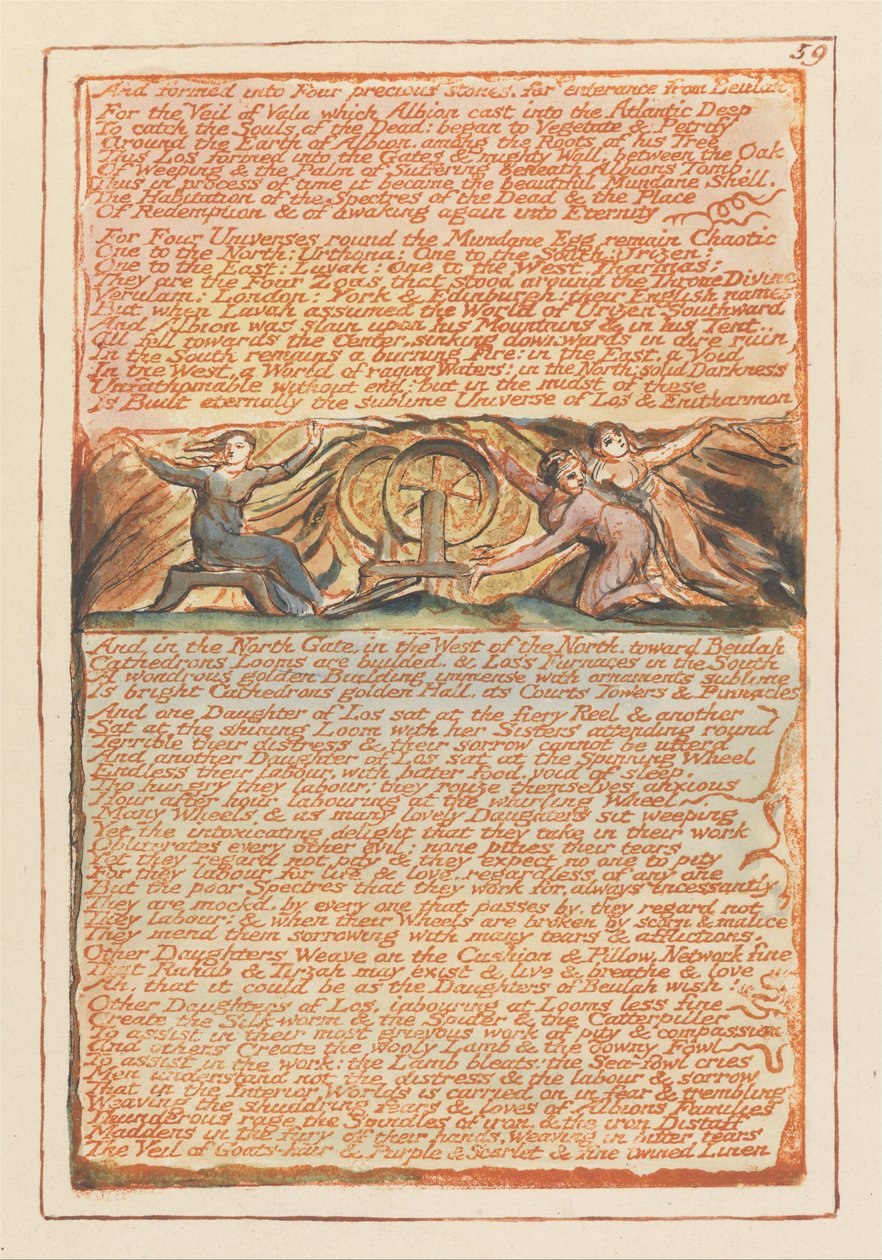 Jerusalem, levy 59, ja siitä on muodostettu neljä jalokiveä .... tekijältä William Blake