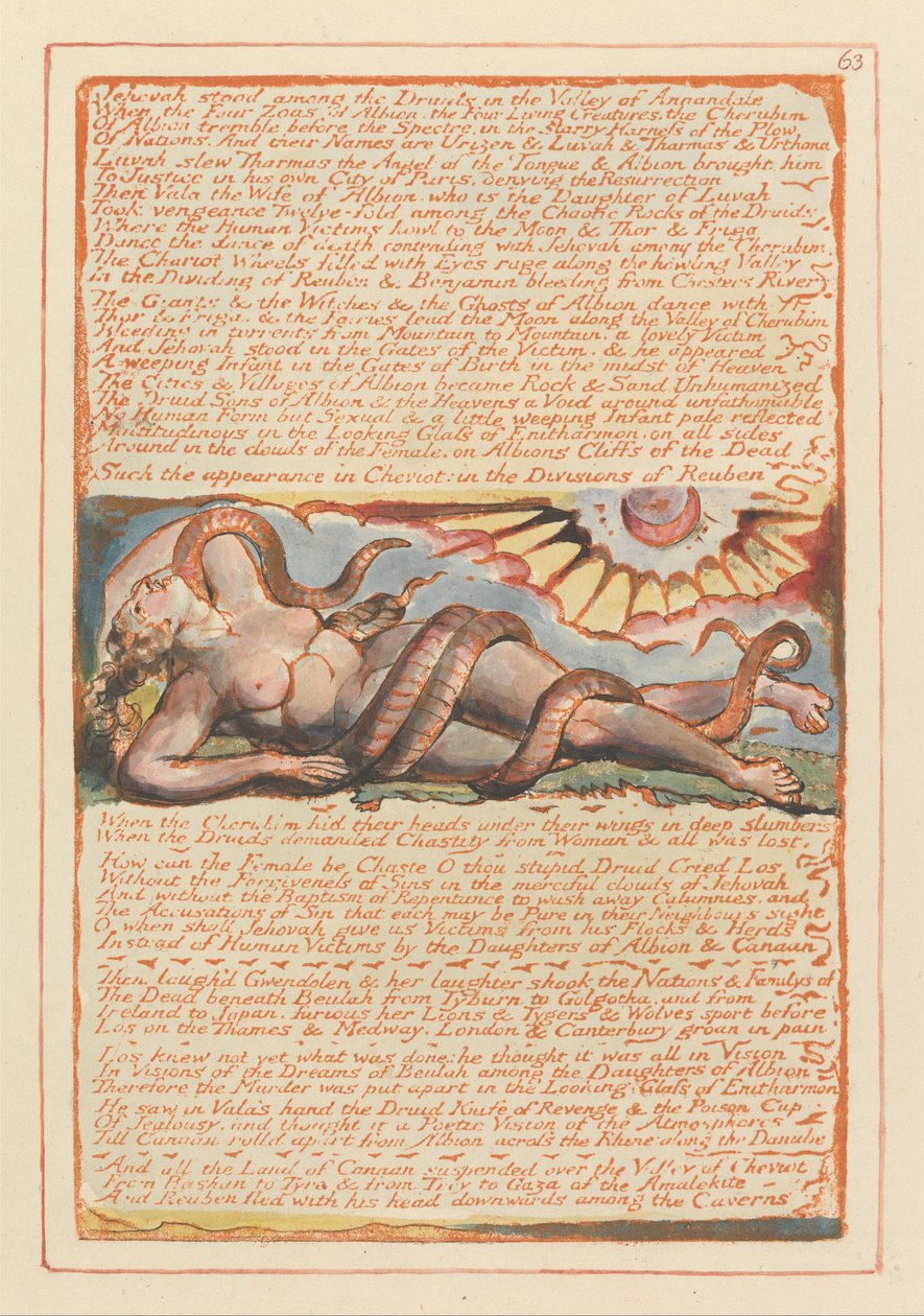 Jerusalem, levy 63, Jehova seisoi druidien keskellä.... tekijältä William Blake