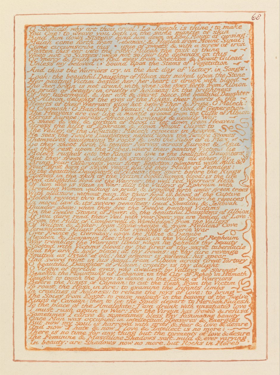Jerusalem, levy 68, Skofield, miksi olet julma ... tekijältä William Blake