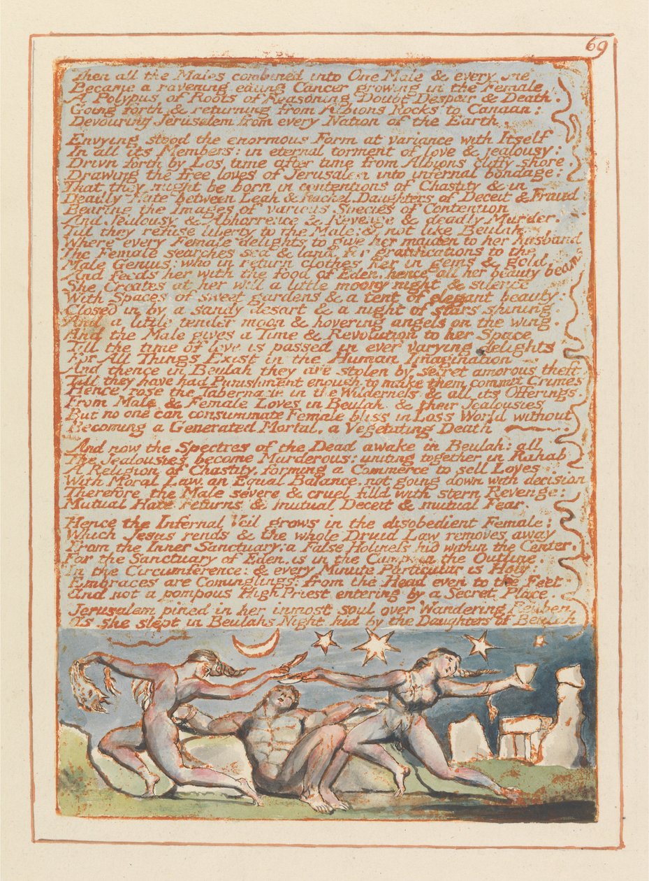 Jerusalem, levy 69, sitten kaikki miehet .... tekijältä William Blake
