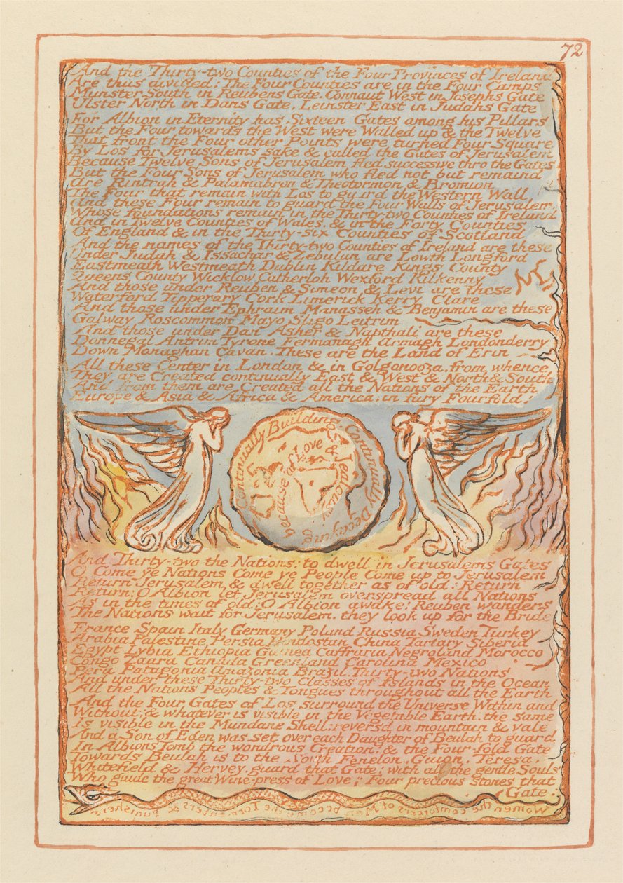 Jerusalem, levy 72 ja kolmekymmentäkaksi maakuntaa ... tekijältä William Blake