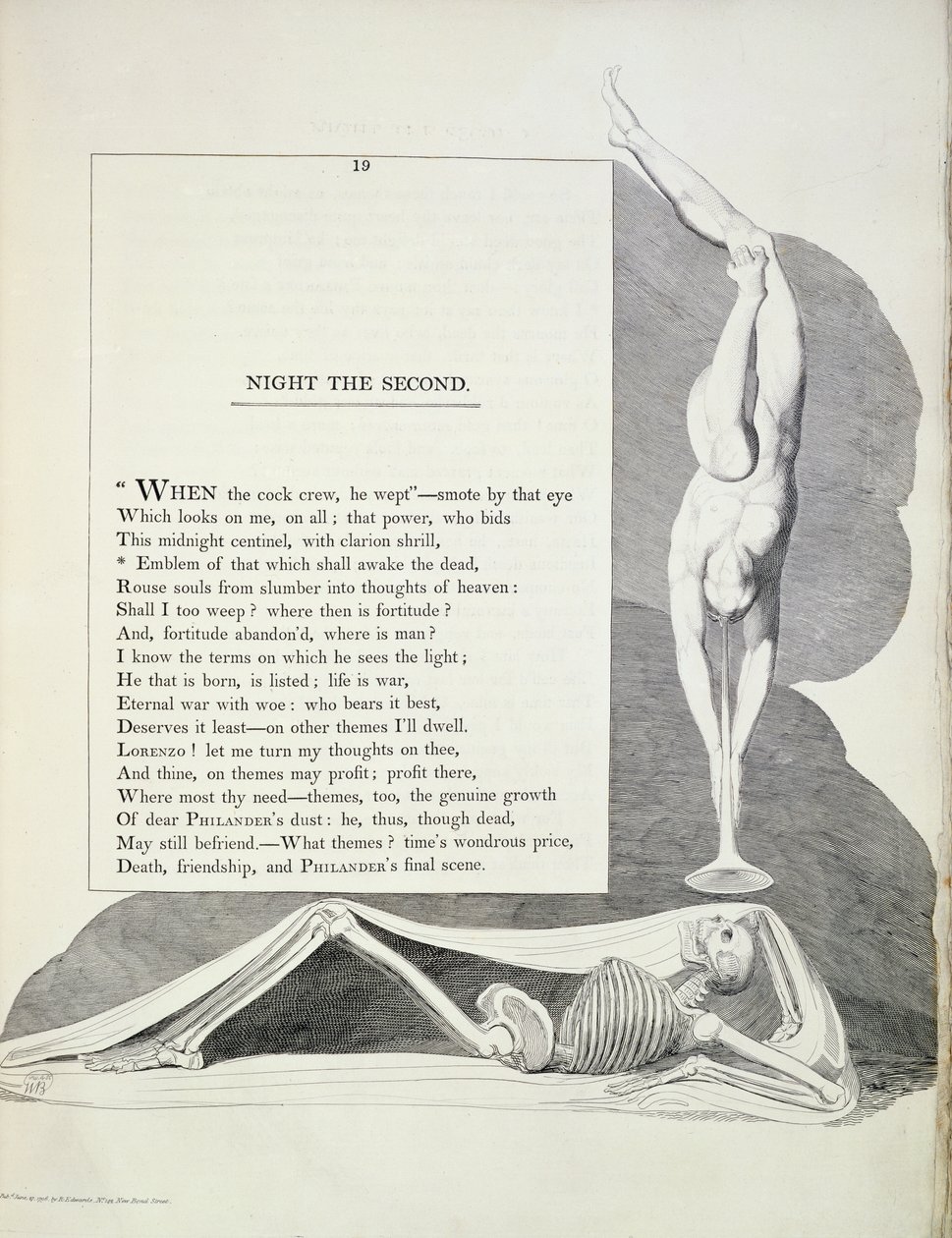 Night Thoughts, Thomas Young (levy 5: Night the second), 1797 O1: Night Thoughts, kirjoittanut Thomas Young, 1797, (levy 5) tekijältä William Blake