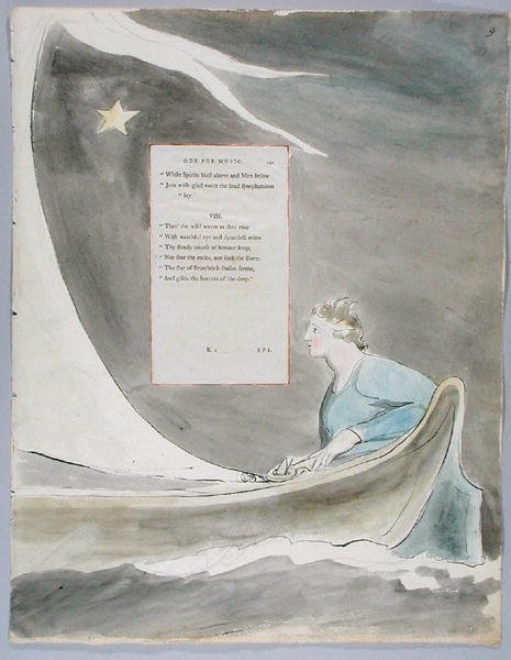 Oodi musiikille, design 101 teokselle The Poems of Thomas Gray, 1797-98 (wc kynällä ja musteella paperille) tekijältä William Blake