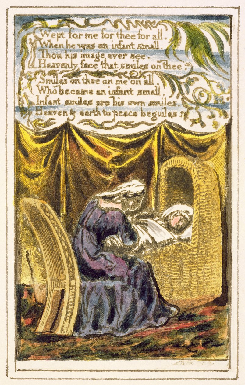 P.124-1950.pt16 A Cradle Song (jatkoa): levy 16 kappaleesta Songs of Innocence and of Experience (kopio R) n. 1802-08 (etsaus, muste ja wc) tekijältä William Blake
