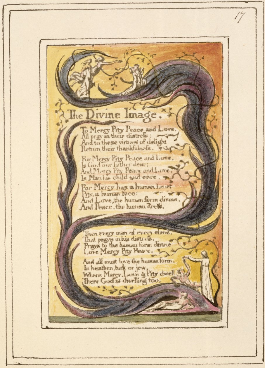 P.124-1950.pt17 Jumalallinen kuva: levy 17 kappaleesta Songs of Innocence and of Experience (kopio R) n. 1802-08 (etsaus, muste ja wc) tekijältä William Blake