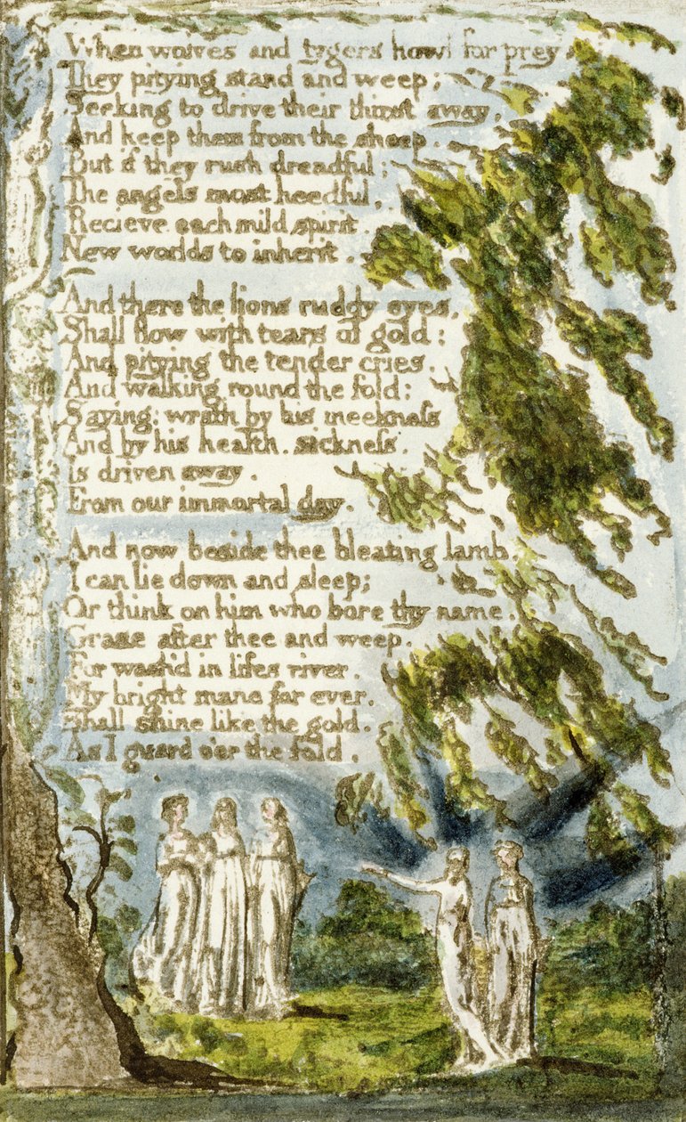 P.124-1950.pt20 Yö (jatkoa): levy 20 kappaleesta Songs of Innocence and of Experience (kopio R) n. 1802-08 (etsaus, muste ja wc) tekijältä William Blake