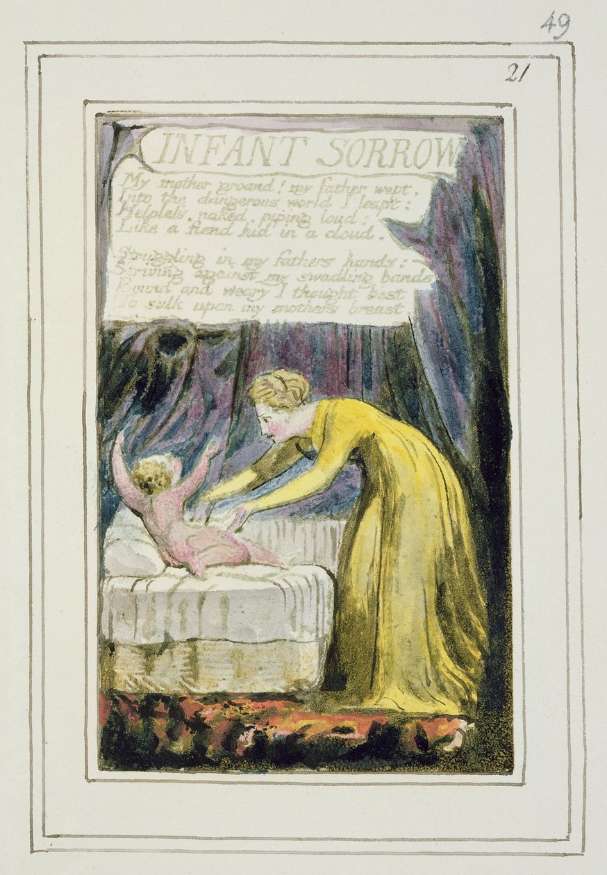 P.124-1950.pt49 Infant Sorrow: levy 49 julkaisusta Songs of Innocence and of Experience (kopio R) n. 1802-08 (etsaus, muste ja wc) tekijältä William Blake