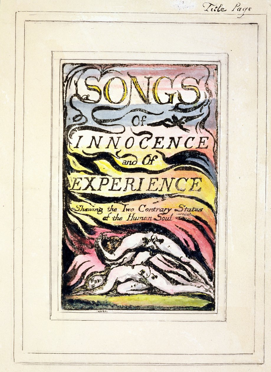 P.124-1950.tp Pahina ng pamagat mula sa Songs of Innocence and of Experience (copy R) c.1802-08 (etching, ink and wc)finn tekijältä William Blake