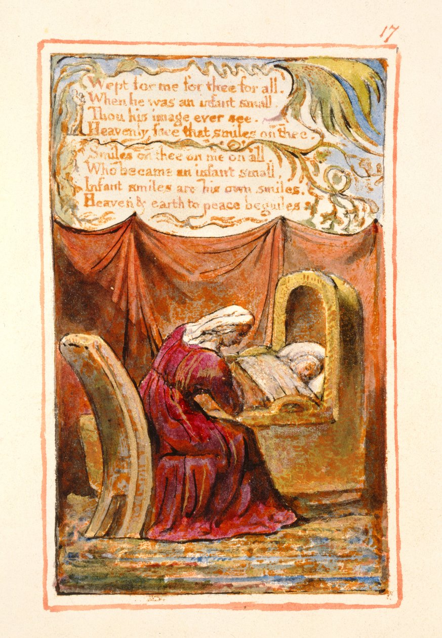 P.125-1950.pt17 A Cradle Song (jatkoa): levy 17 julkaisusta Songs of Innocence and of Experience (kopio AA) n. 1815-26 (etsaus, muste ja wc) tekijältä William Blake