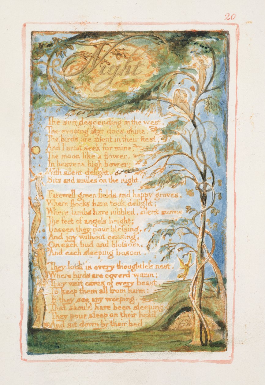 P.125-1950.pt20 Yö: levy 20 kappaleesta Songs of Innocence and of Experience (kopio AA) n. 1815-26 (etsaus, muste ja wc) tekijältä William Blake