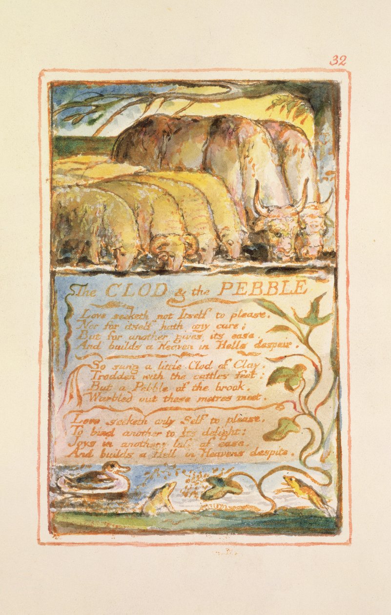 P.125-1950.pt32 The Clod and the Pebble: levy 32 teoksesta Songs of Innocence and of Experience (kopio AA) n.1815-26 (etsaus, tussi ja wc). tekijältä William Blake