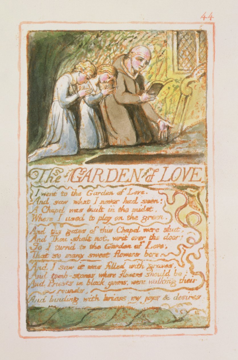 P.125-1950.pt44 Rakkauden puutarha: levy 44 kappaleesta Songs of Innocence and of Experience (kopio AA) n. 1815-26 (etsaus, muste ja wc) tekijältä William Blake