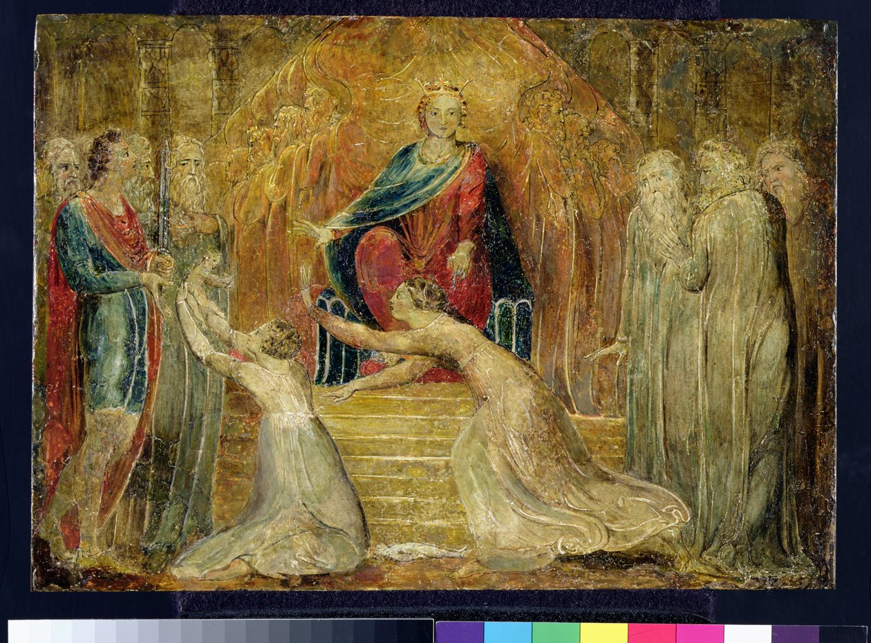PD.28-1949 The Judgement of Solomon, n. 1800 (tempera kuparilla) tekijältä William Blake