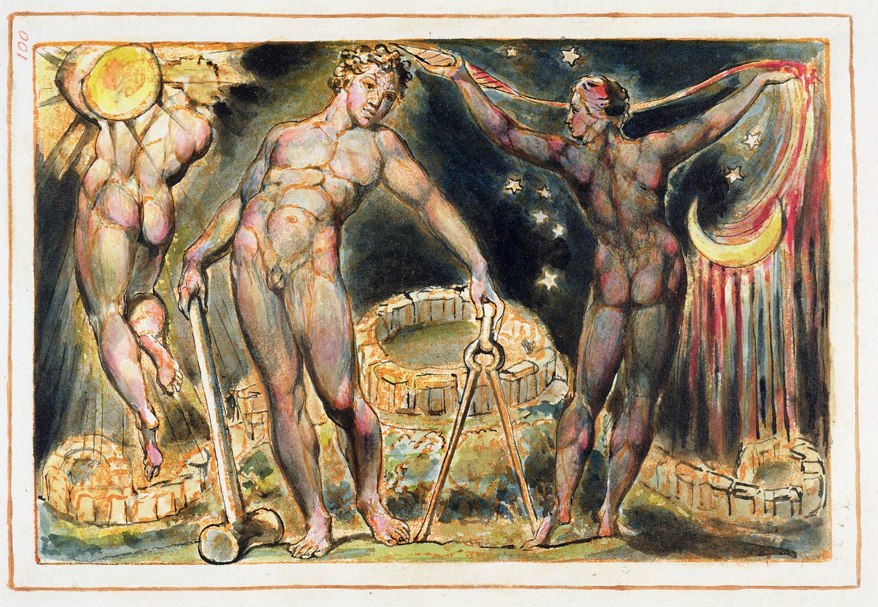 Taulu 100 teoksesta "Jerusalem" (Bentley Copy E), 1804-20 (etsaus kynällä, wc:llä ja kullalla paperille). tekijältä William Blake