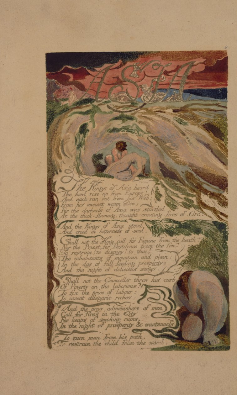 Levy 6 Losin laulusta, kappale B, kongressikirjaston kokoelmassa. tekijältä William Blake