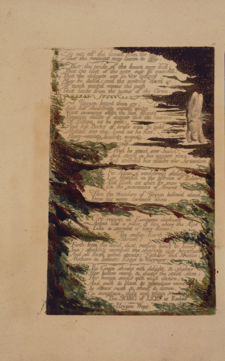 Levy 7 Losin laulusta, kappale B, kongressikirjaston kokoelmassa. tekijältä William Blake