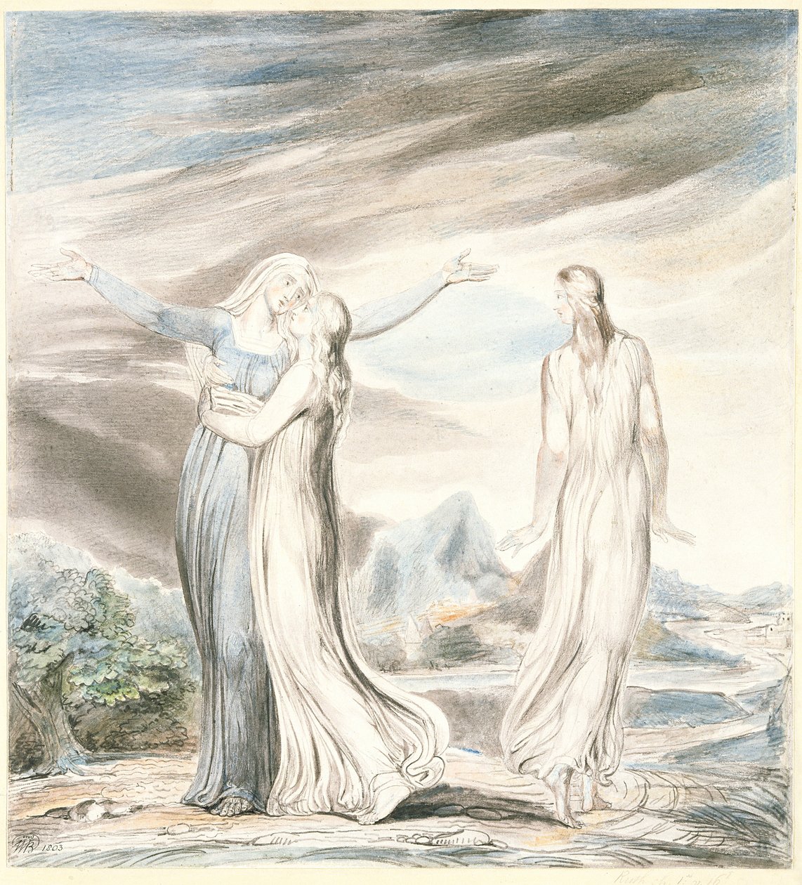 Ruth lain velvollisuus tytär, 1803 (kynä ja wc paperilla) tekijältä William Blake