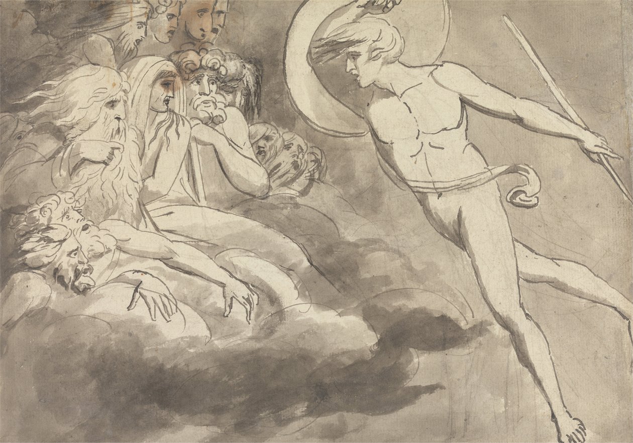 Saatana lähestyy kaaoksen tuomioistuinta tekijältä William Blake