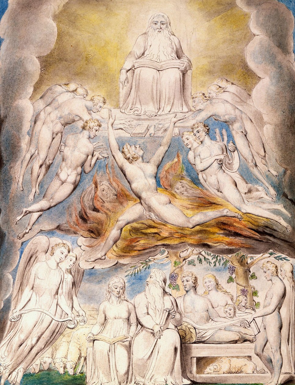 Saatana Jumalan valtaistuimen edessä tekijältä William Blake