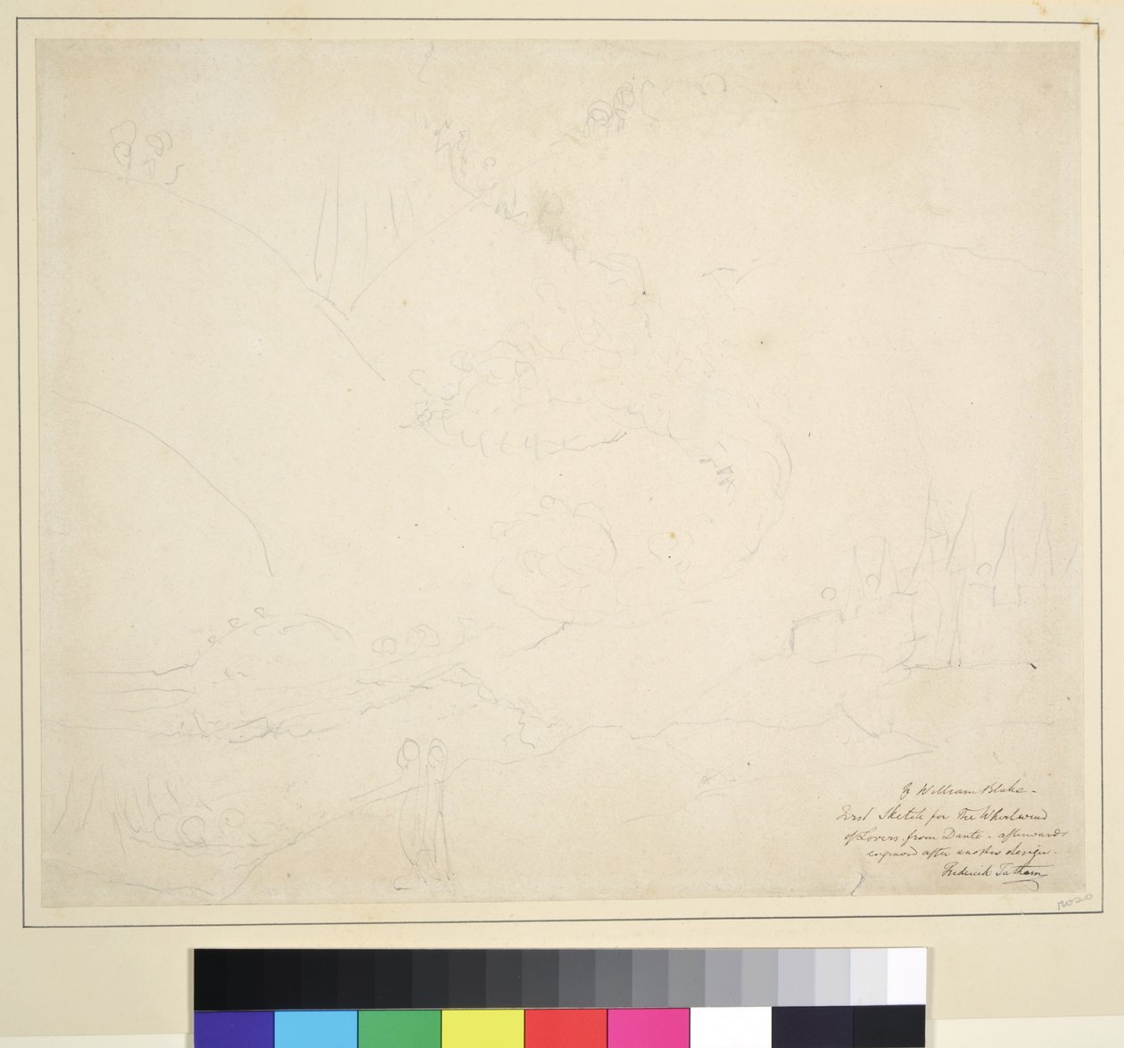 Luonnos teokseen "Enkeli Styxin poikki", noin 1824-27 (grafiitti paperille). tekijältä William Blake