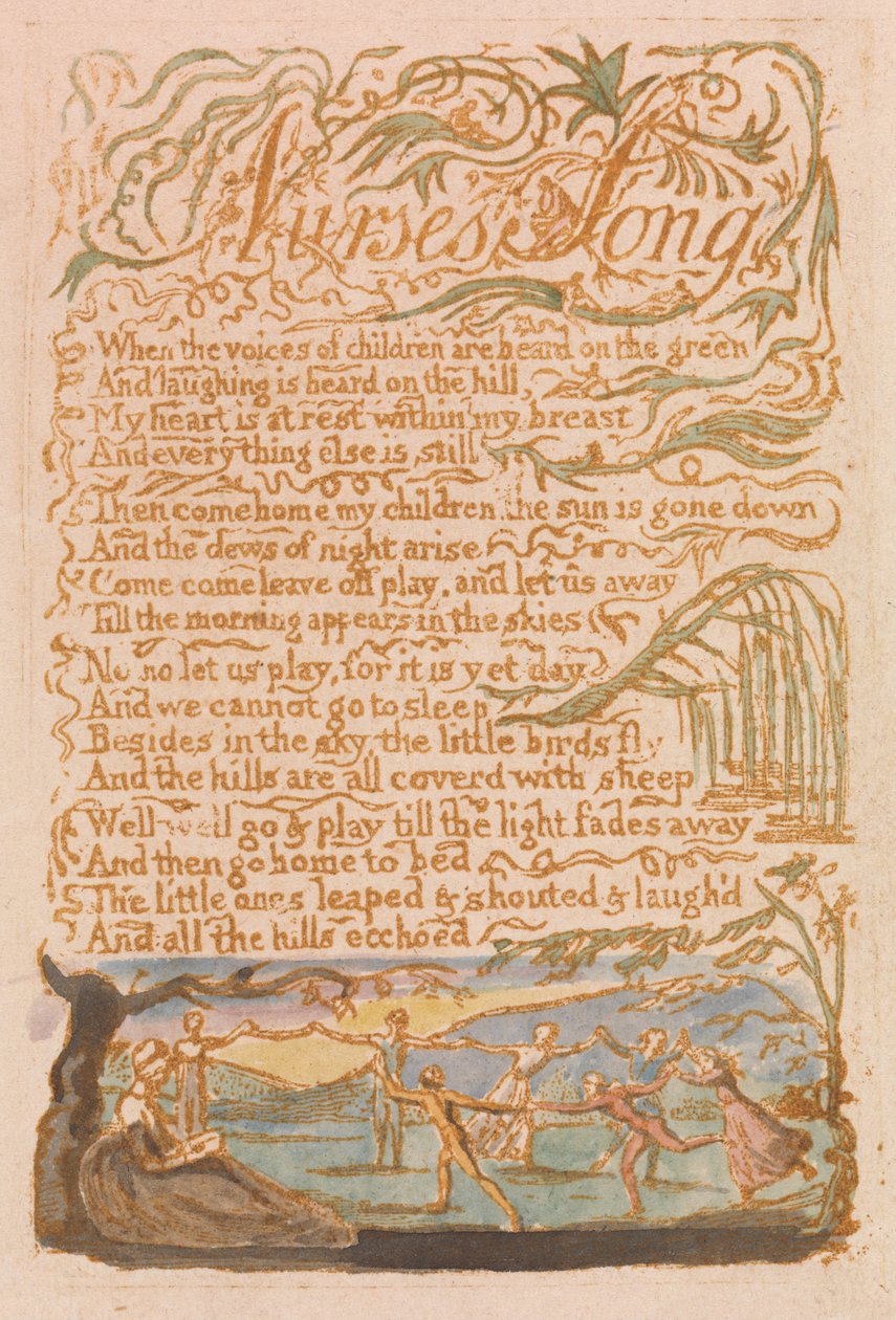 Innocence Songs, Plate 22, Nurses Song (Bentley 38) tekijältä William Blake
