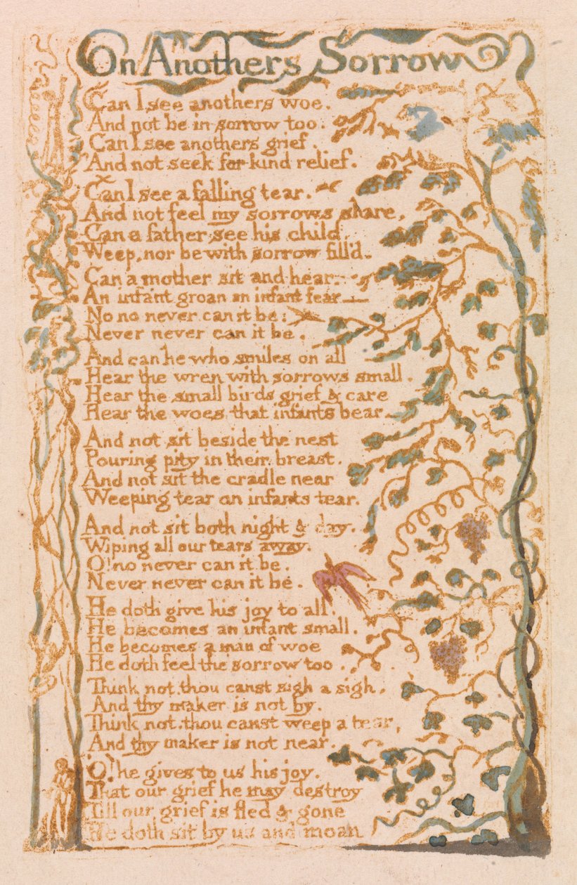 Innocence Songs, Plate 24, On Anothers Sorrow (Bentley 27) tekijältä William Blake