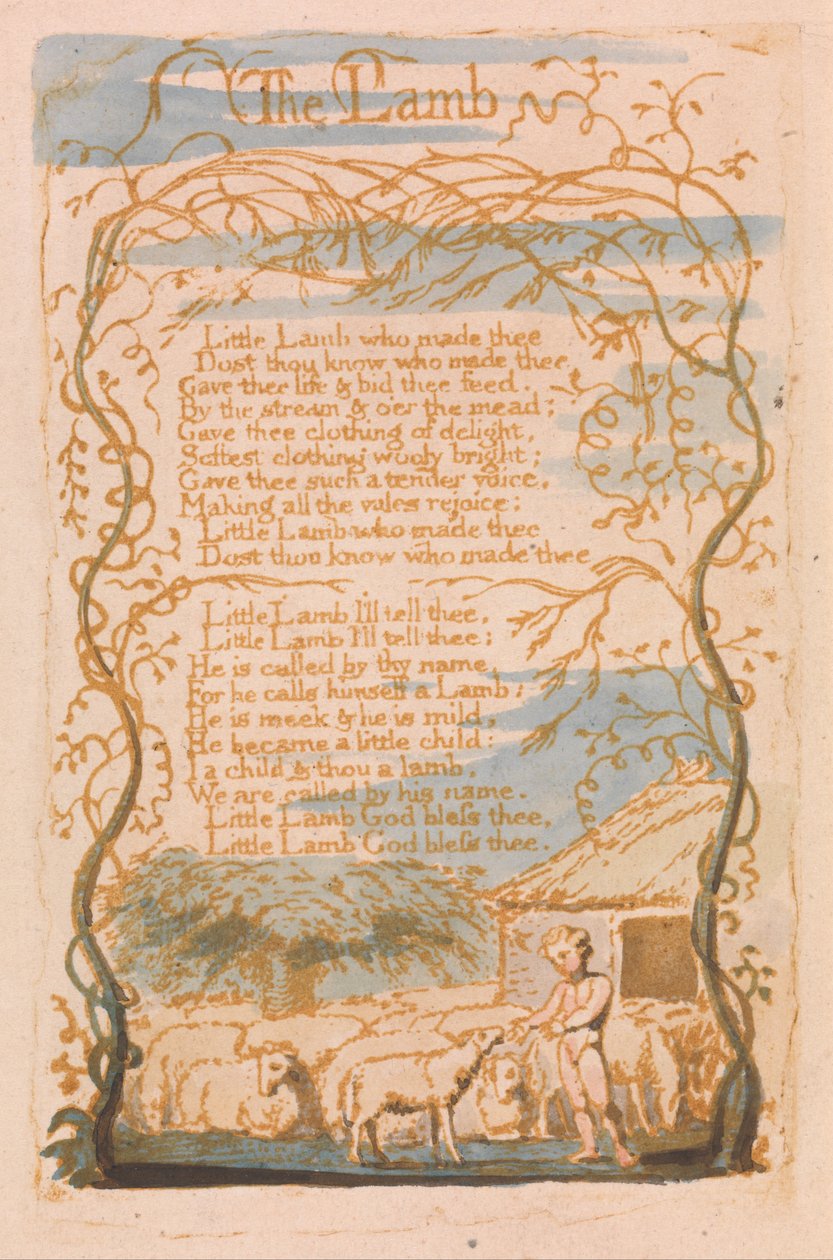 Innocence Songs, Plate 8, The Lamb (Bentley 8) tekijältä William Blake