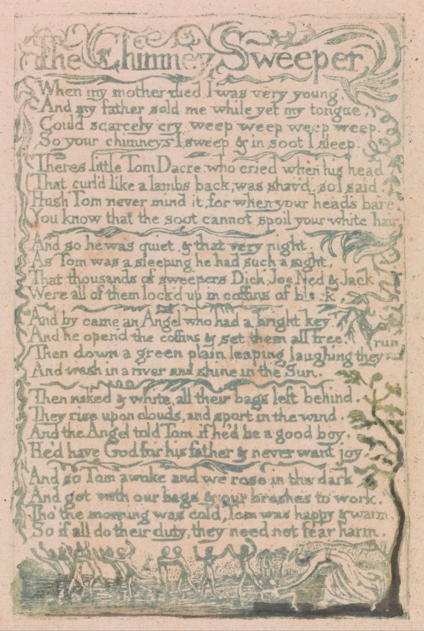 Viattomuuden ja kokemuksen lauluja, levy 10, savupiippu (Bentley 12) tekijältä William Blake
