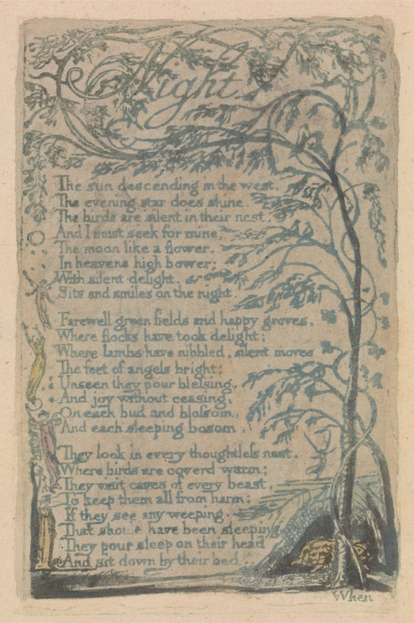 Songs of Innocence and of Experience, levy 30, yö (Bentley 20) tekijältä William Blake