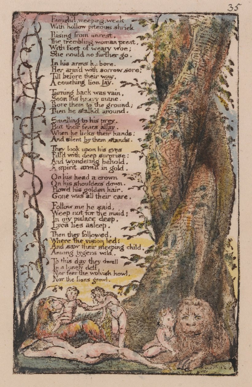 Songs of Innocence and of Experience, levy 35, Pikku tyttö löydetty (Bentley 36) tekijältä William Blake