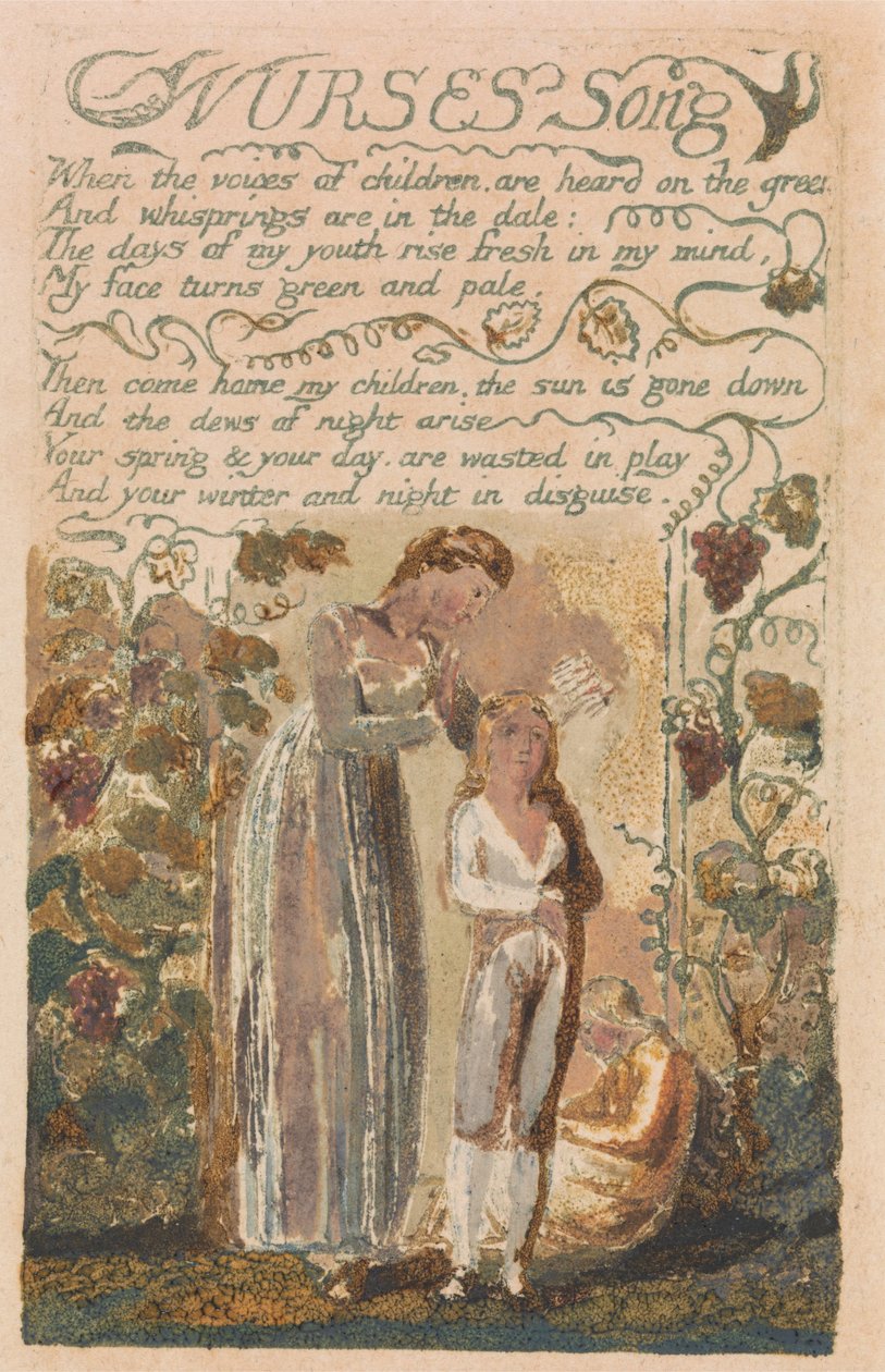 Songs of Innocence and of Experience, levy 37, sairaanhoitajien laulu (Bentley 38) tekijältä William Blake