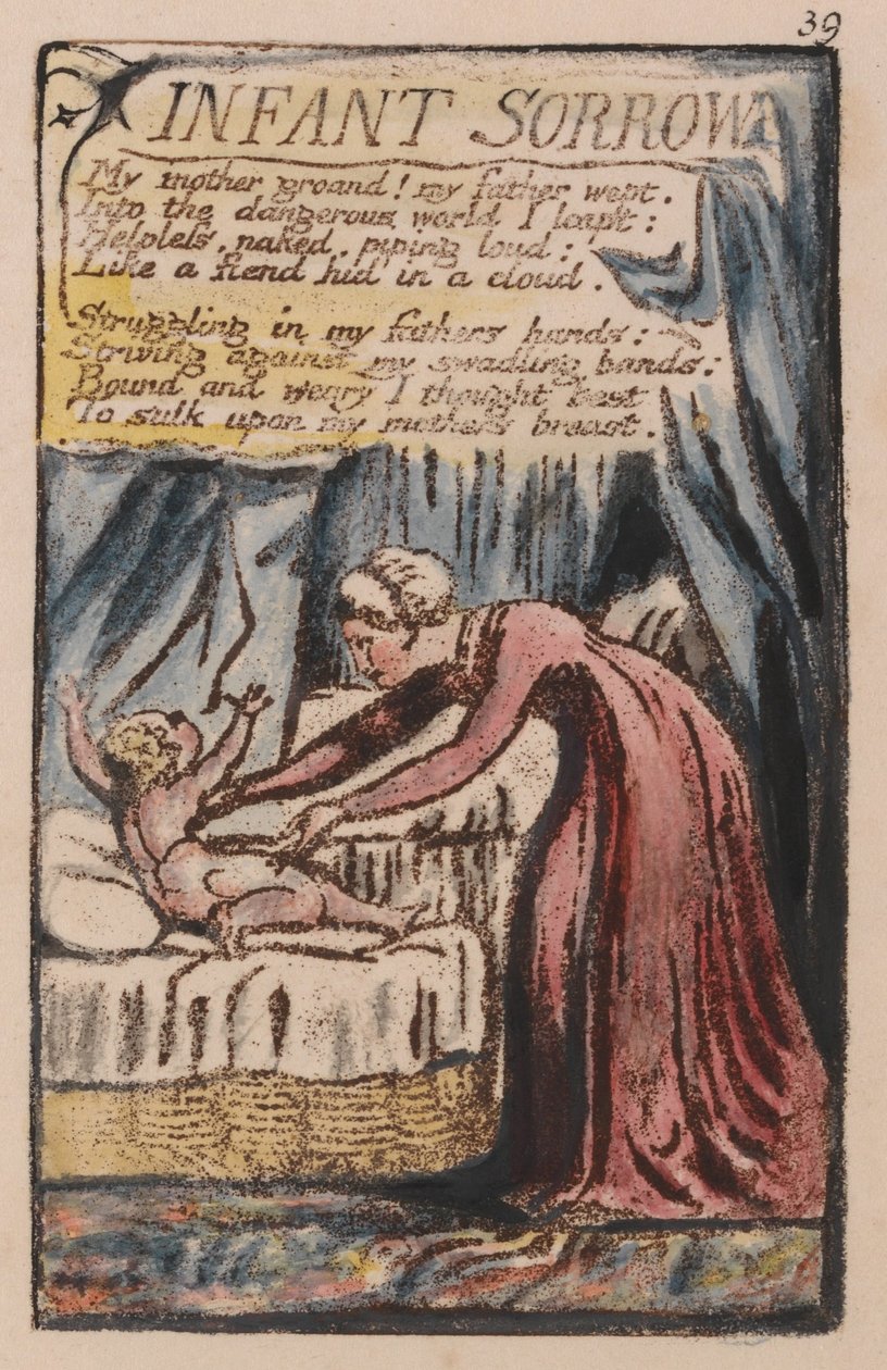 Viattomuuden ja kokemuksen laulut, levy 39, pikkulasten suru (Bentley 48) tekijältä William Blake