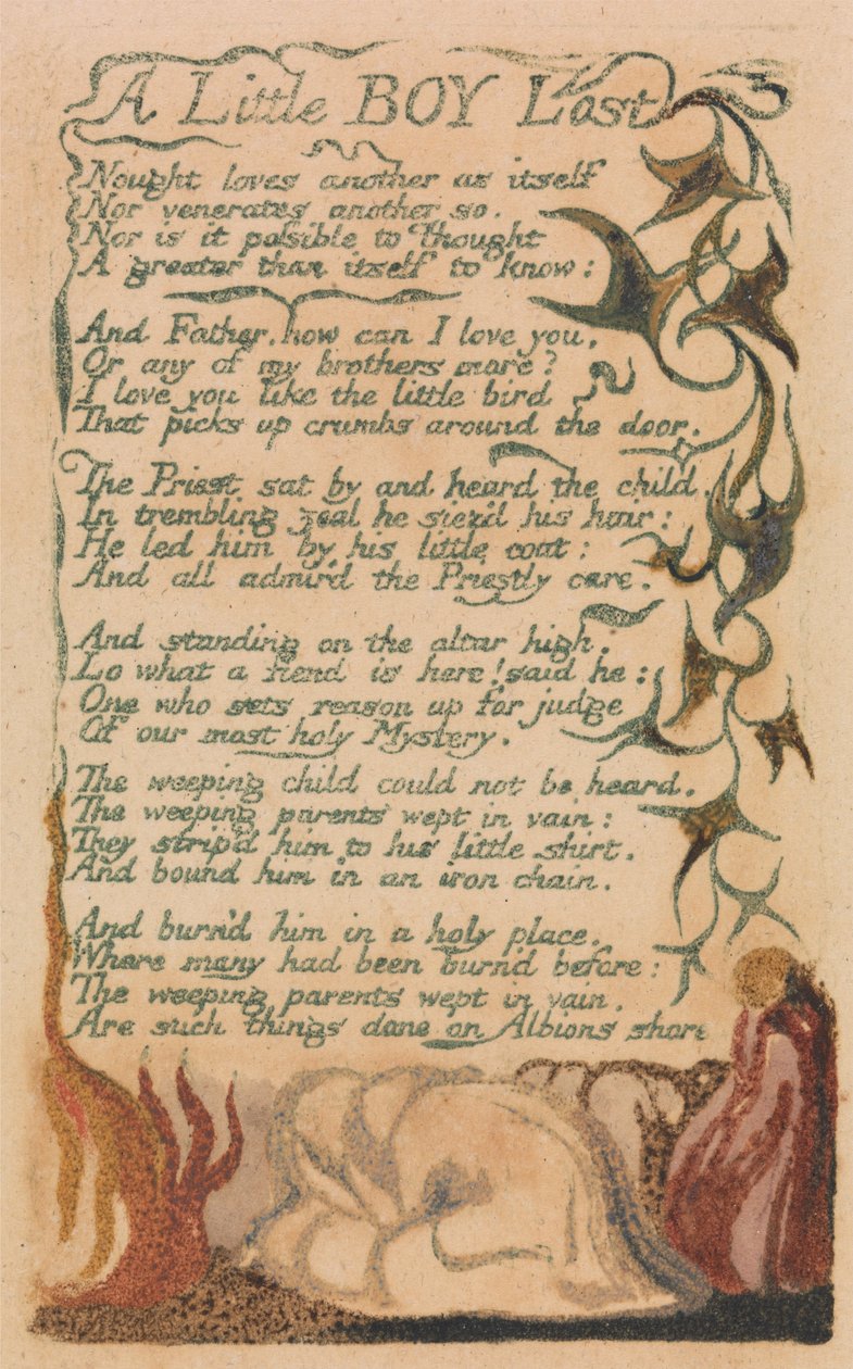 Songs of Innocence and of Experience, levy 43, Pieni poika kadonnut (Bentley 50) tekijältä William Blake