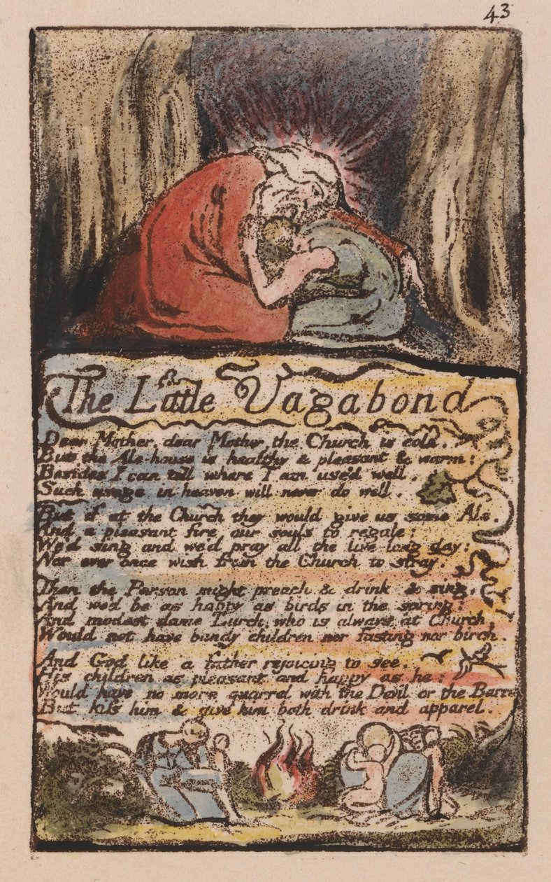 Songs of Innocence and of Experience, levy 43, Pikku Vagabond, (Bentley 45) tekijältä William Blake