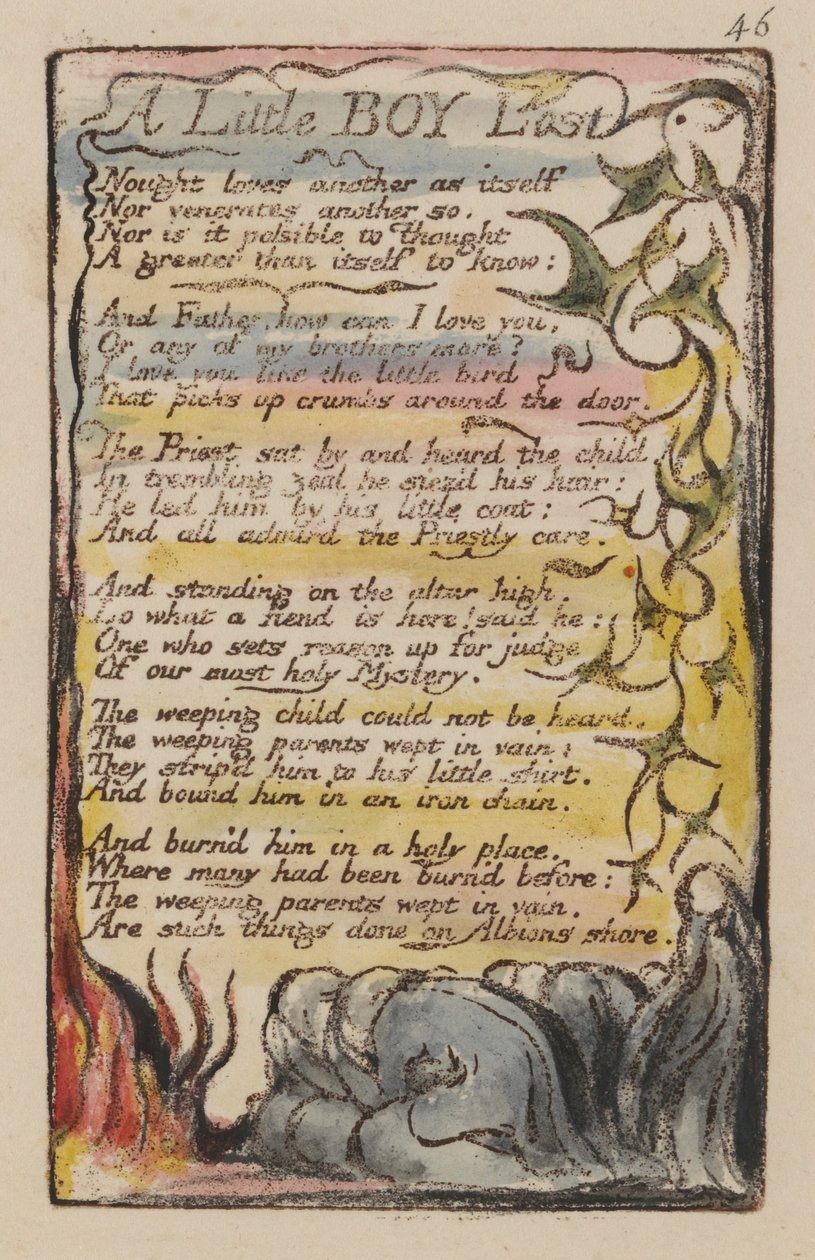 Viattomuuden ja kokemuksen lauluja, levy 46, tekijältä William Blake