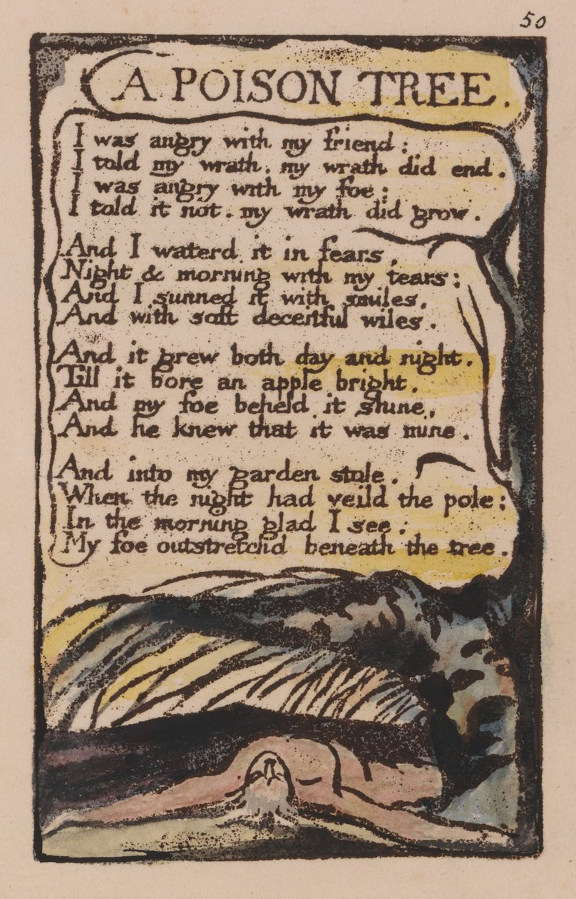 Viattomuuden ja kokemuksen lauluja, levy 50, Myrkkypuu (Bentley 49) tekijältä William Blake