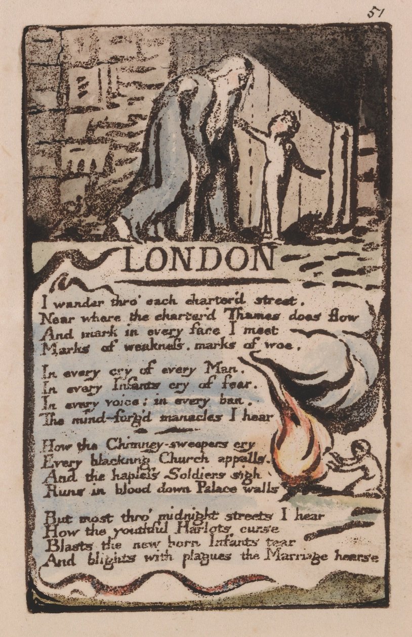 Viattomuuden ja kokemuksen lauluja, levy 51, Lontoo (Bentley 46). tekijältä William Blake