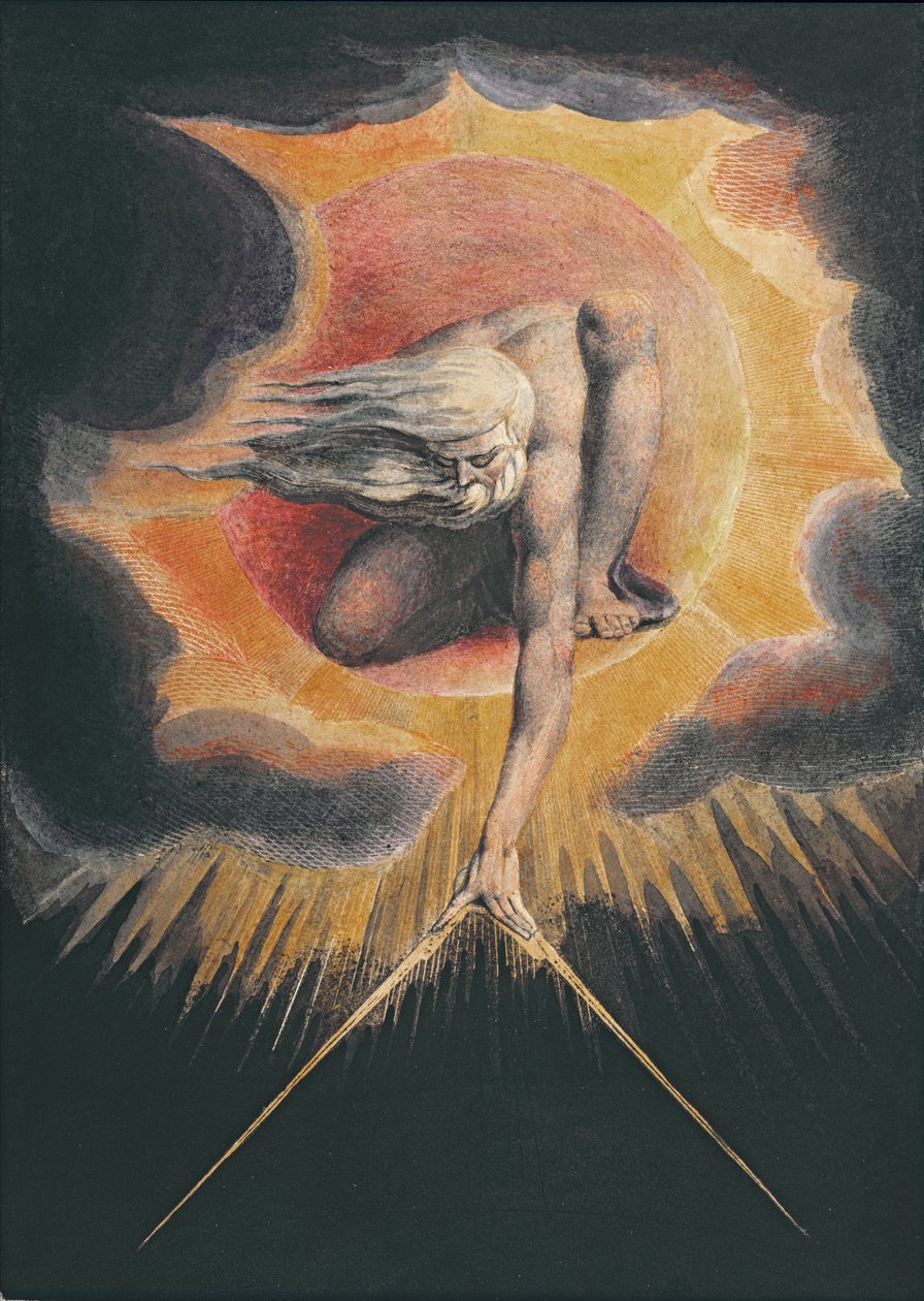 Ajan muinainen (etsaus kynällä ja musteella, wc ja vartaloväri paperille) tekijältä William Blake