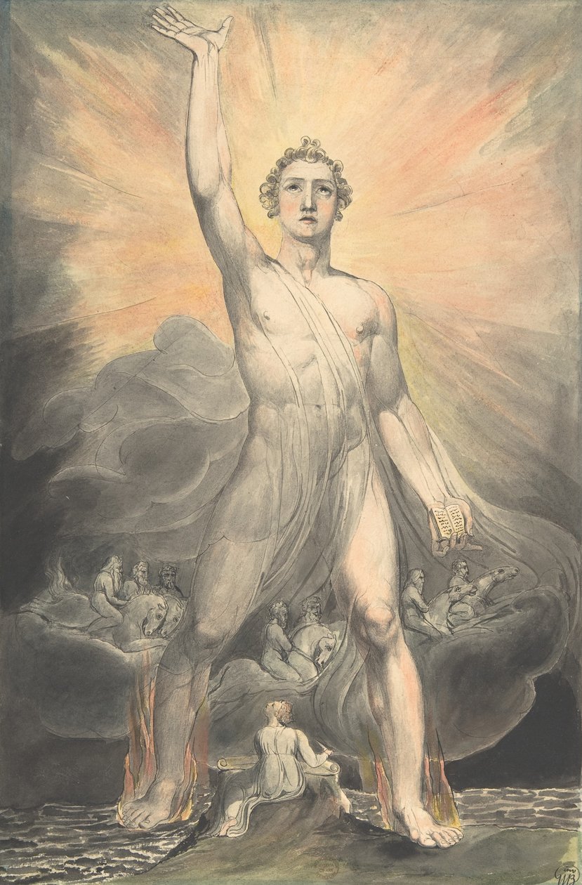 Ilmestyksen enkeli, n. 1805 (wc, kynä ja muste grafiitin päällä) tekijältä William Blake