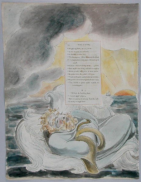 The Bard, design 60 teoksesta The Poems of Thomas Gray, 1797-98 (wc kynällä ja musteella paperille) tekijältä William Blake
