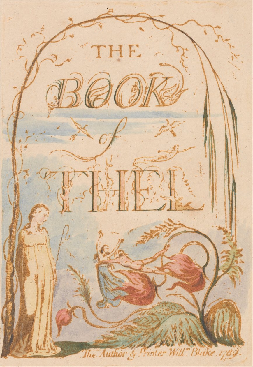 Thel -kirja, levy 2, otsikkosivu tekijältä William Blake