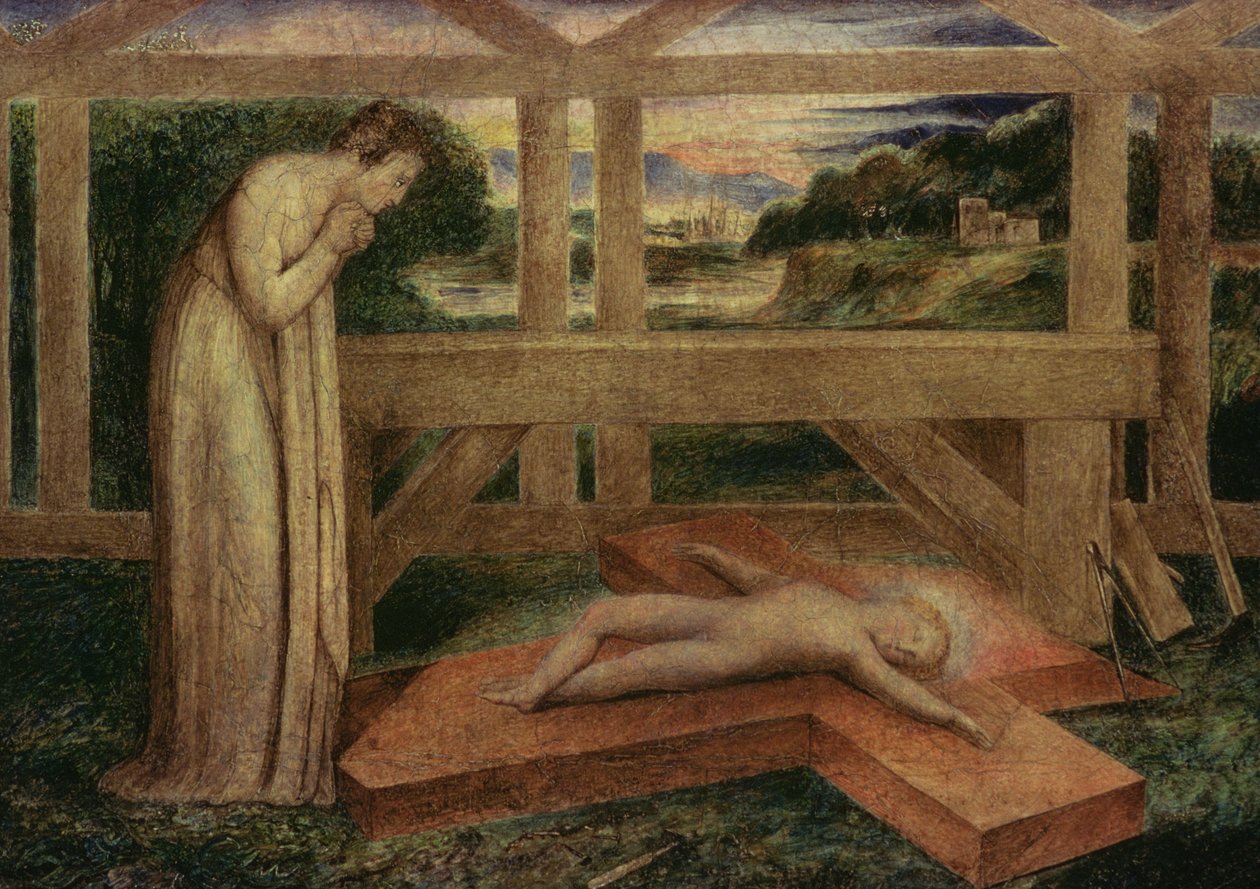Kristuslapsi unessa ristillä, n. 1799-1800 (tempera kankaalle) tekijältä William Blake