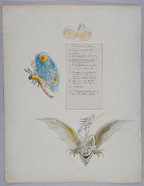 The Descent of Odin design 78 teoksesta The Poems of Thomas Gray 1797-98 (wc kynällä ja musteella paperilla) tekijältä William Blake