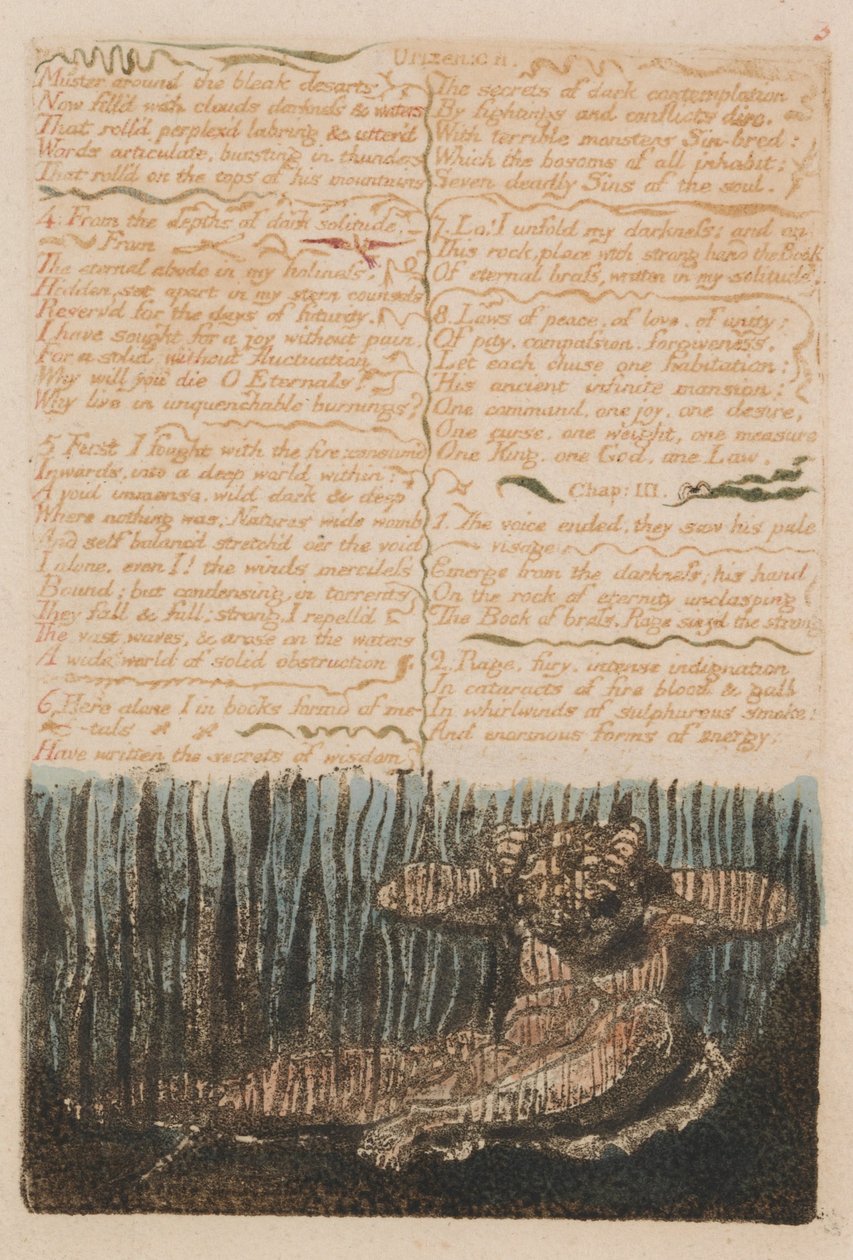 Urizenin ensimmäinen kirja, levy 6, kokoelma synkkien hahmojen ympärille .... (Bentley 4) tekijältä William Blake