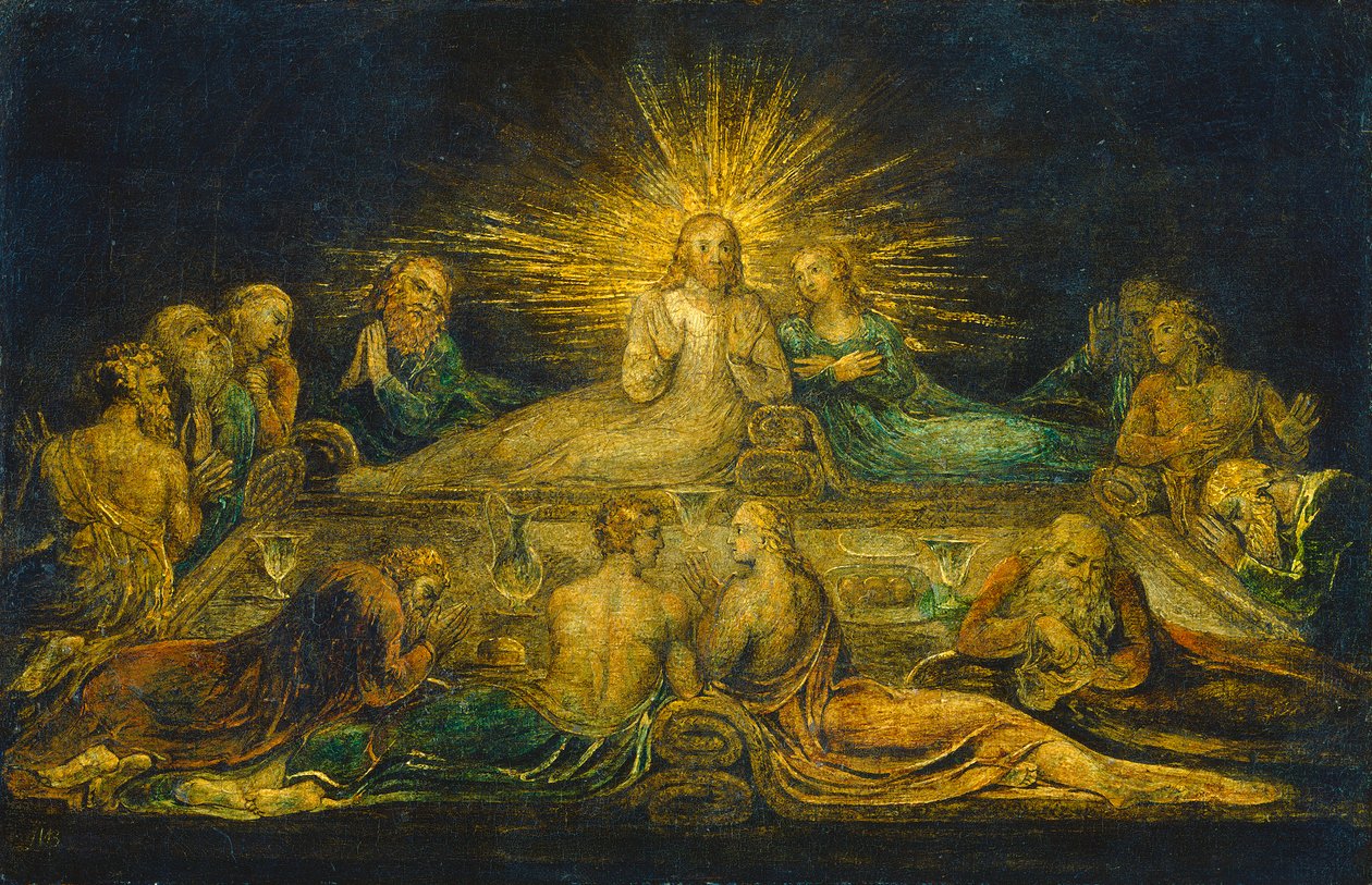 Viimeinen ehtoollinen, 1799 (tempera kankaalle) tekijältä William Blake